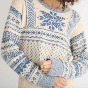 J. Crew Nordic Fair Isle Snowflake Crewneck Sweater Medium Wool Alpaca Blend